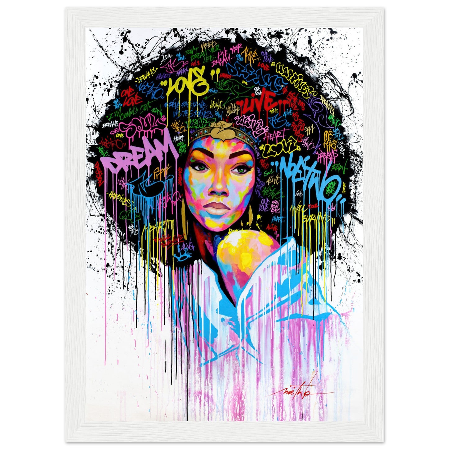 Girl with a Afro - Graffiti Art - Poster