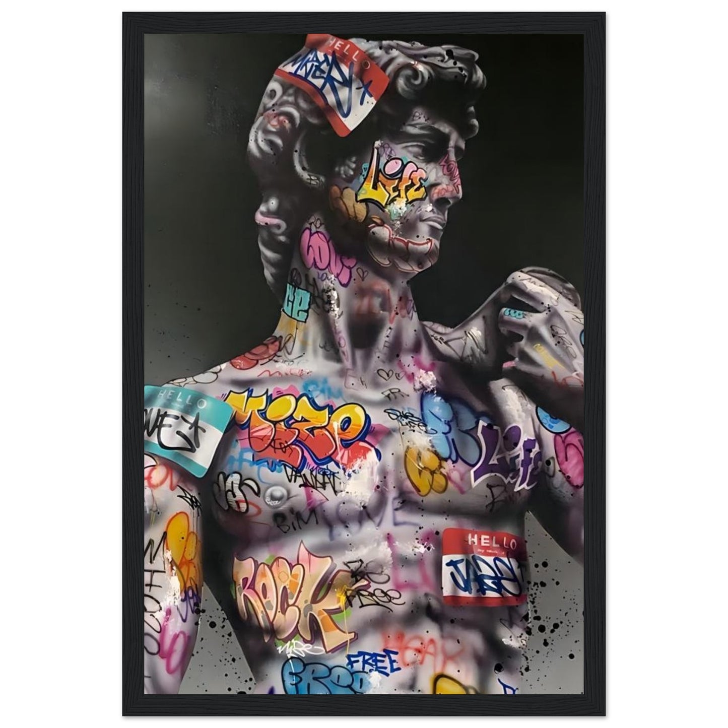 David from Michelangelo - Graffiti Art - Poster