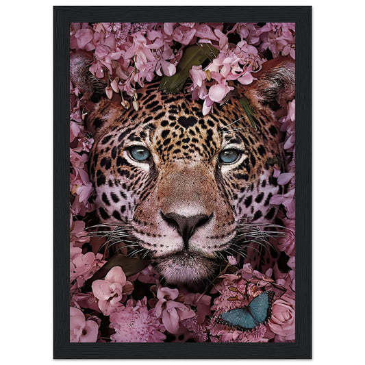 Leopard pink flowers - Animal - Poster