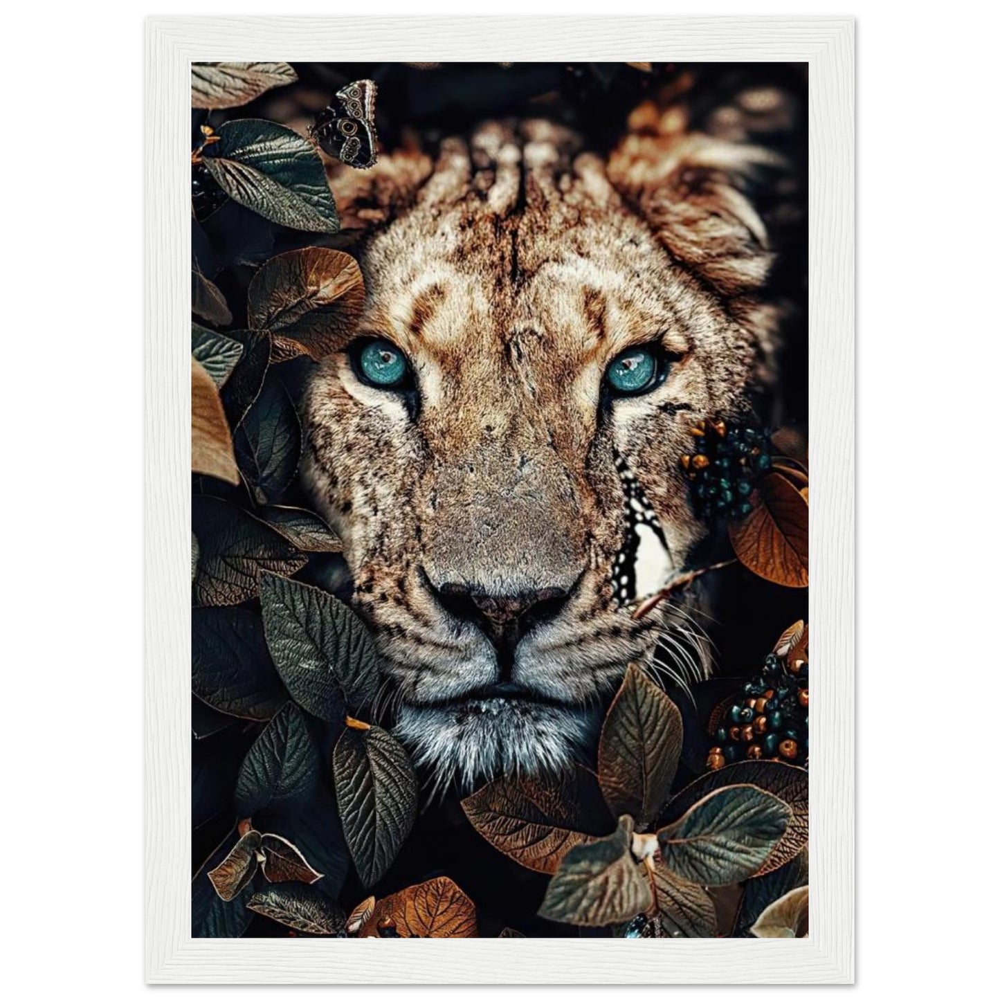 Lion - Leaves - Poster