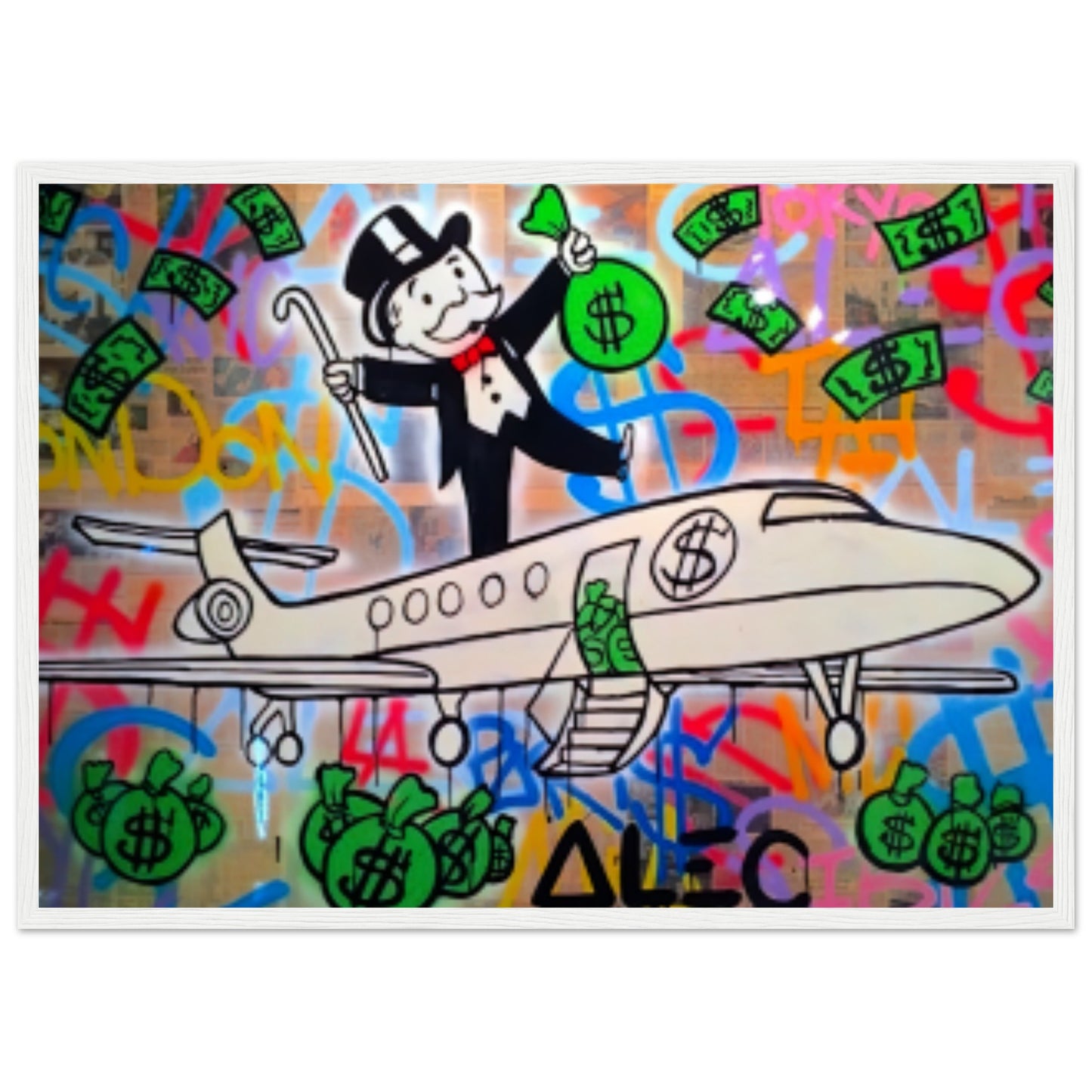 Mr. Monopoly auf einem Jet – Graffiti-Design