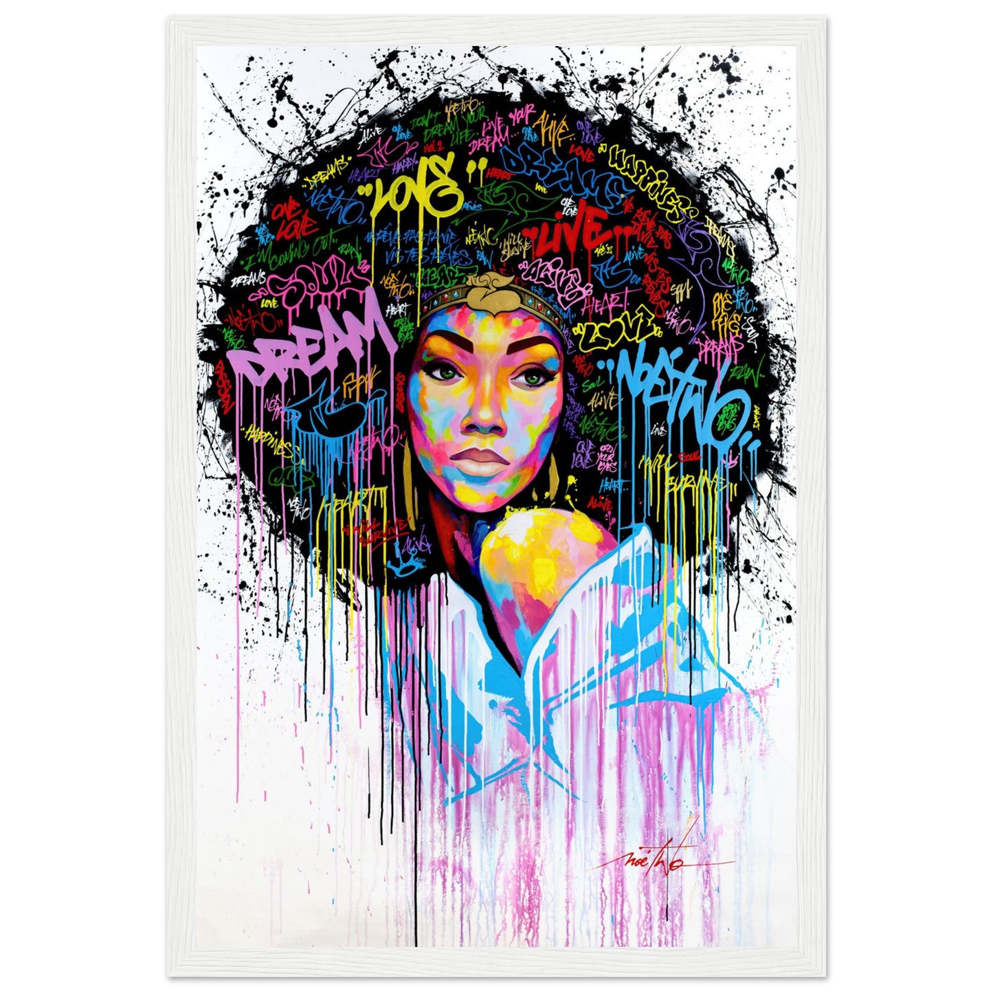 Mädchen mit Afro - Graffiti-Kunst - Poster