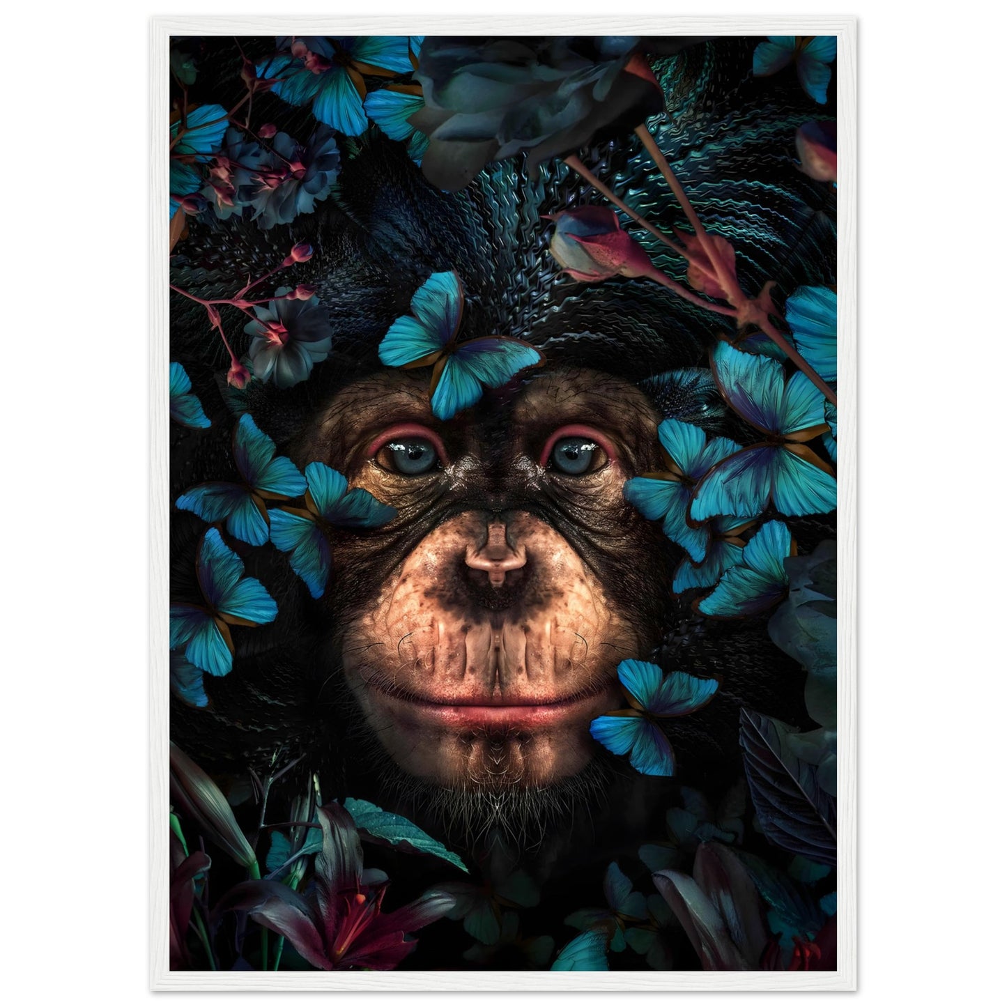 Monkey blue Butterflys - Animal - Poster