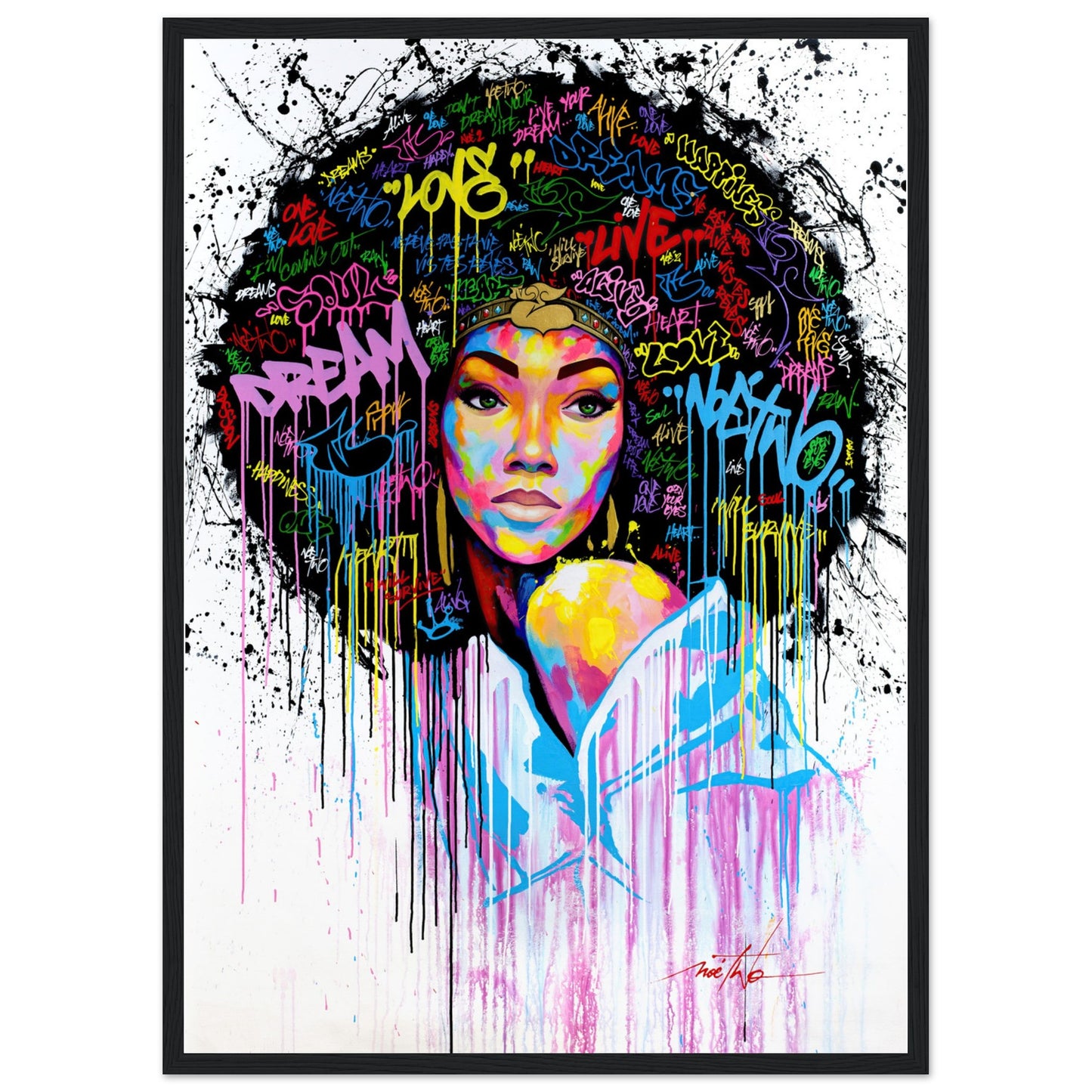 Mädchen mit Afro - Graffiti-Kunst - Poster