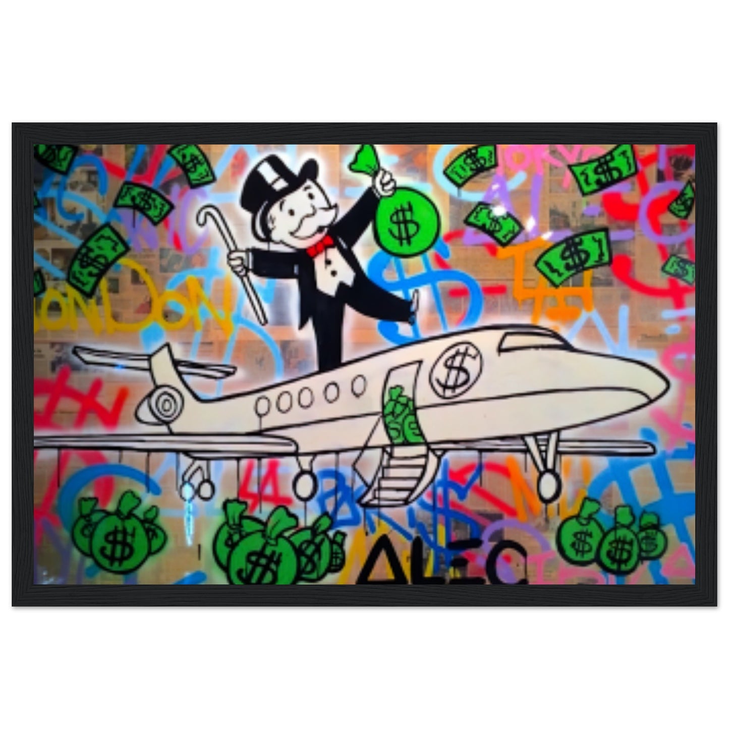 Mr. Monopoly auf einem Jet – Graffiti-Design