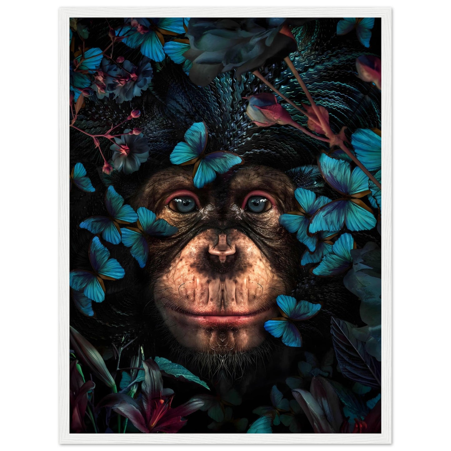 Monkey blue Butterflys - Animal - Poster