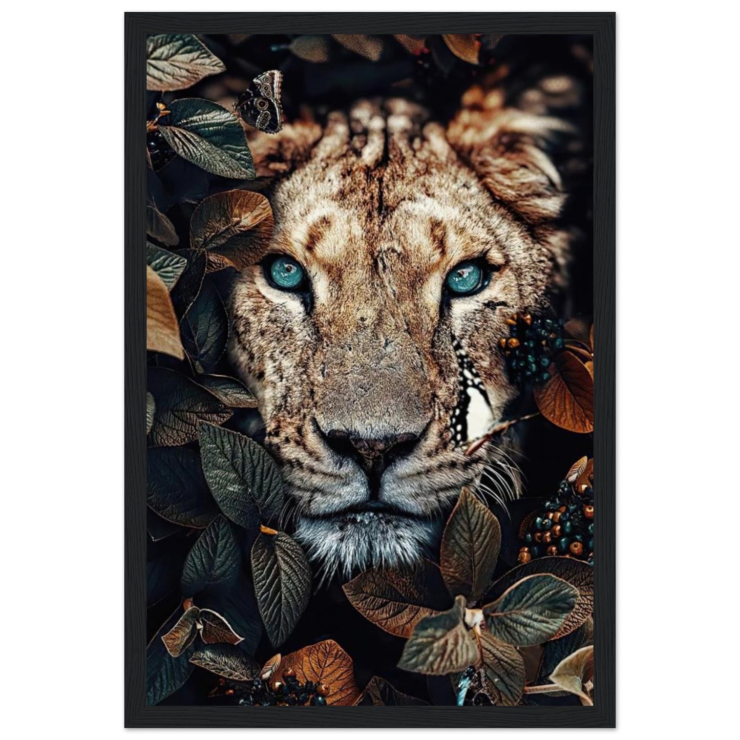 Lion - Leaves - Poster