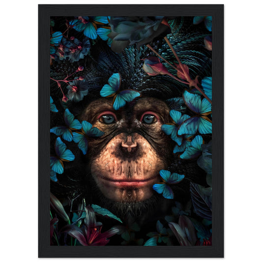 Monkey blue Butterflys - Animal - Poster