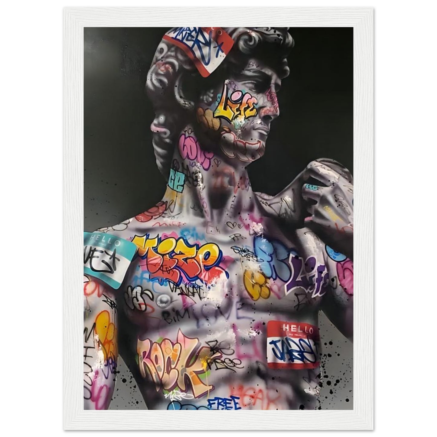 David from Michelangelo - Graffiti Art - Poster