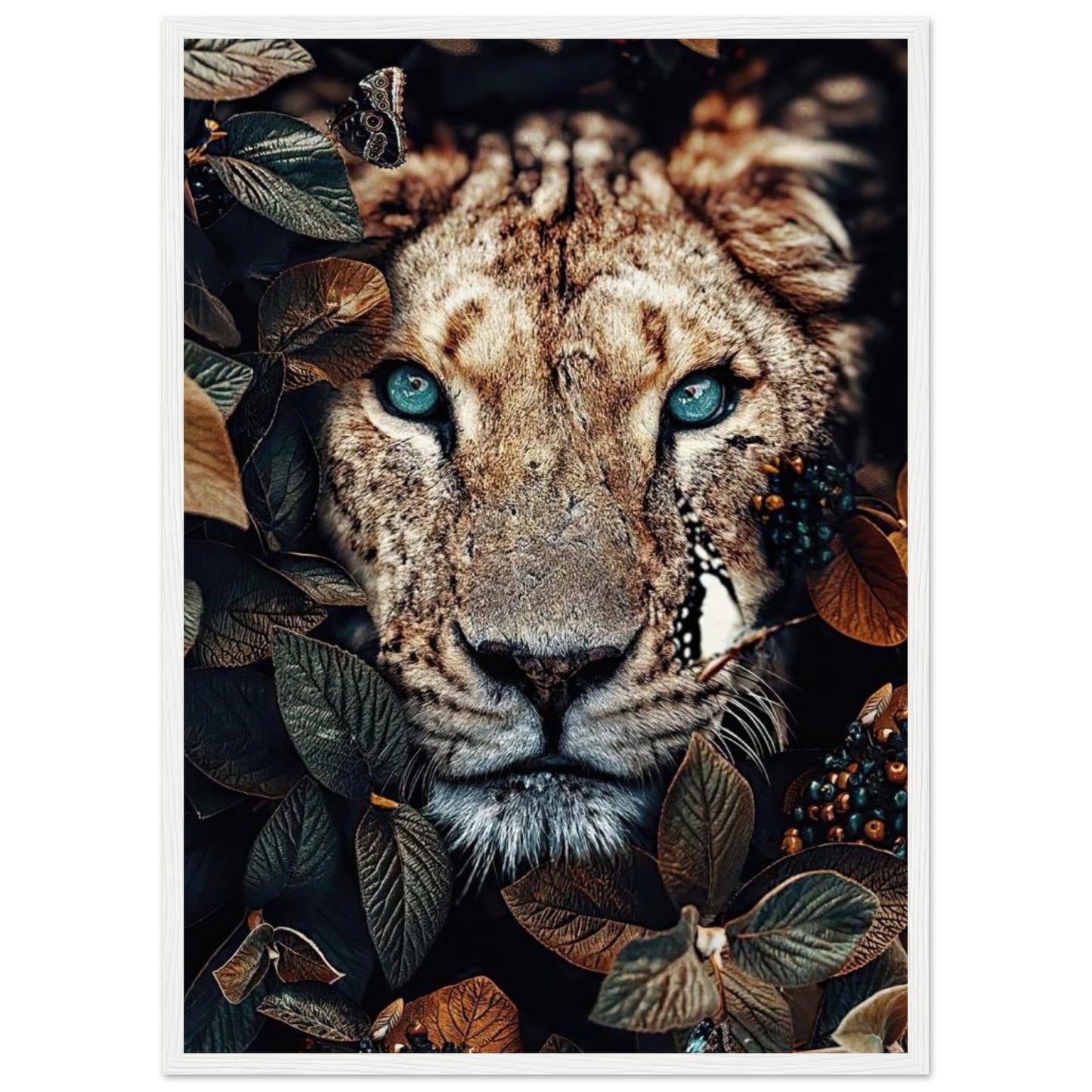 Lion - Leaves - Poster