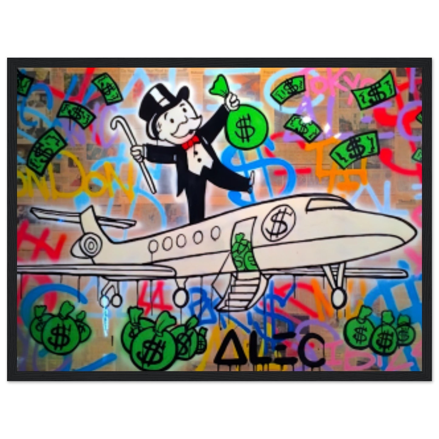 Mr. Monopoly auf einem Jet – Graffiti-Design