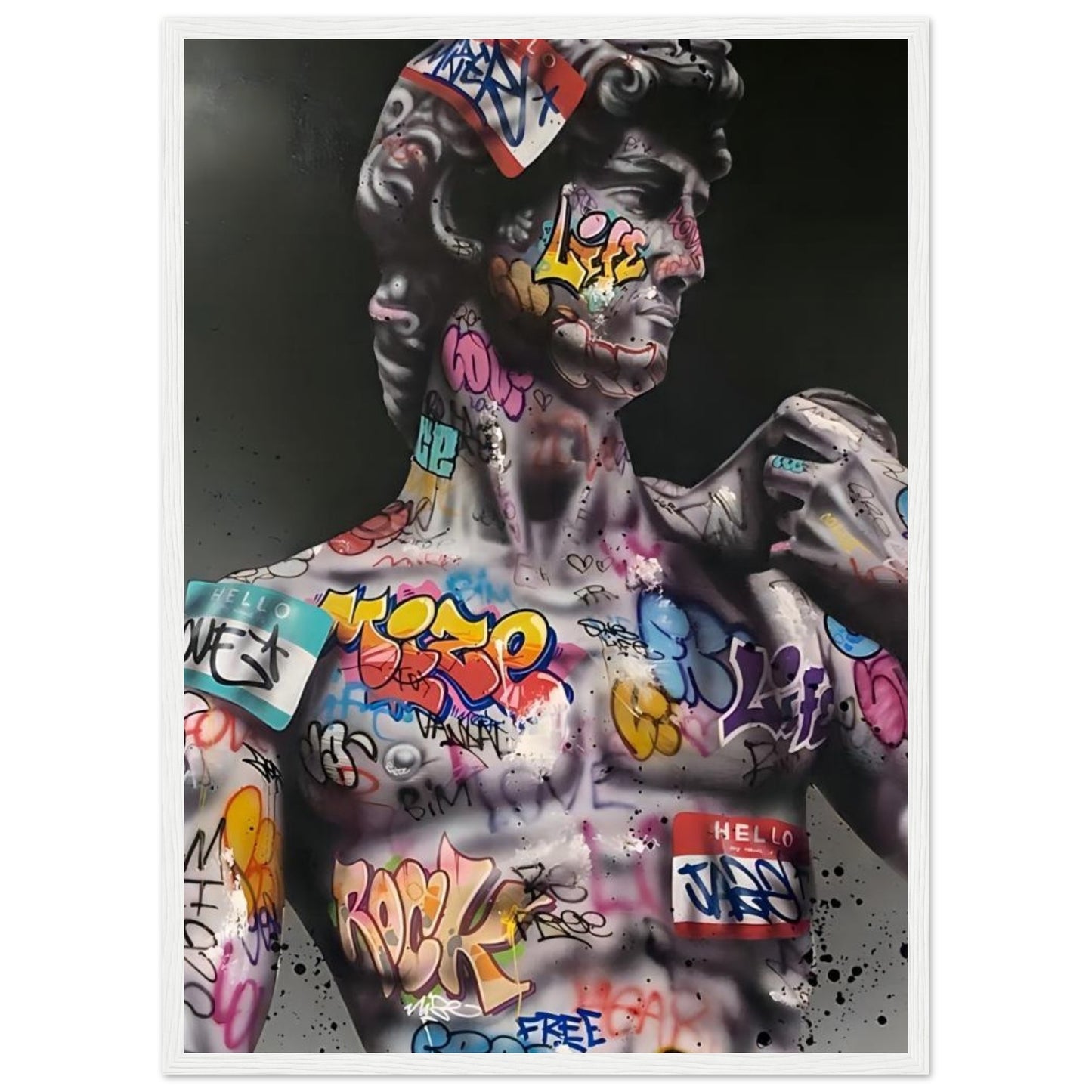 David from Michelangelo - Graffiti Art - Poster