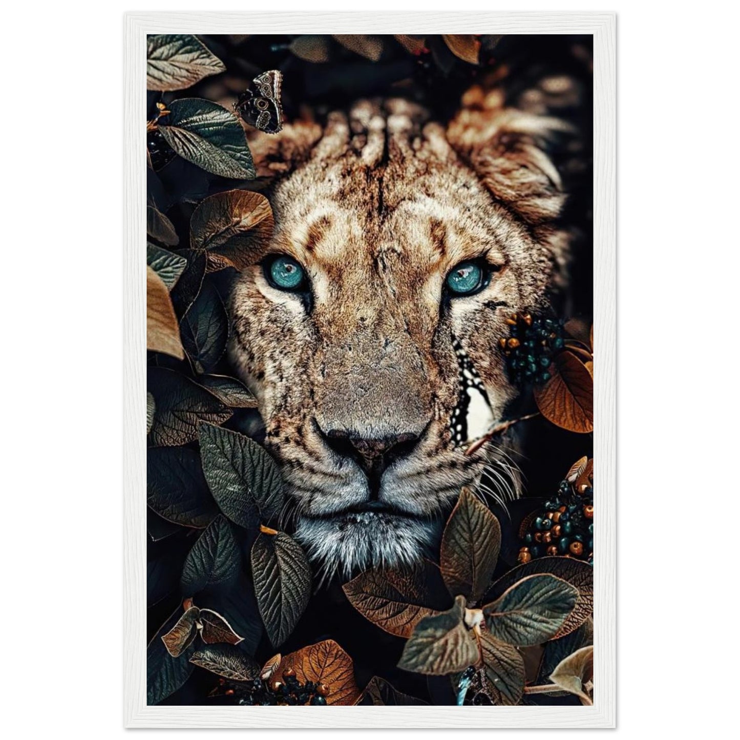 Lion - Leaves - Poster