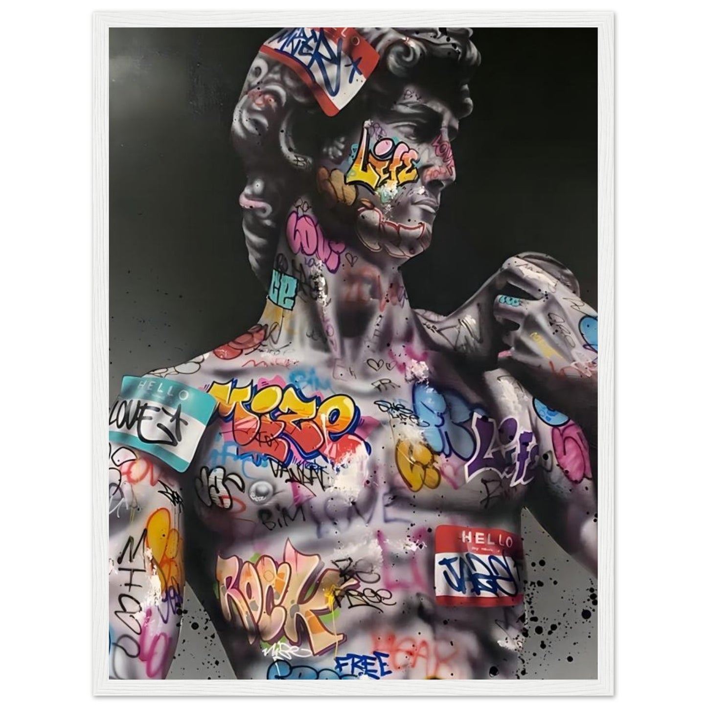 David from Michelangelo - Graffiti Art - Poster