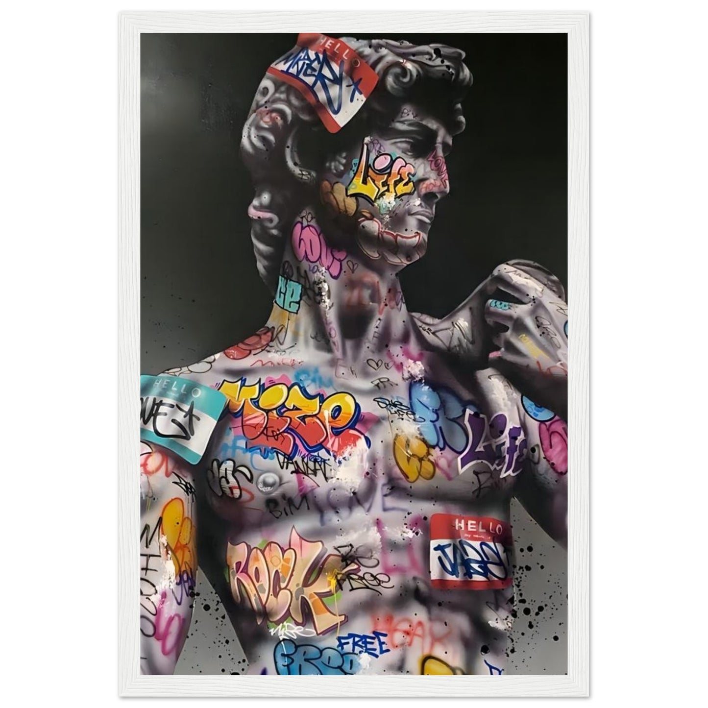 David from Michelangelo - Graffiti Art - Poster